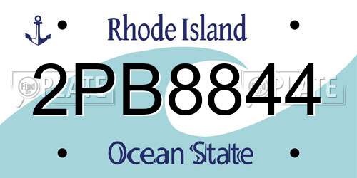 2PB8844 Rhode Island License Plate