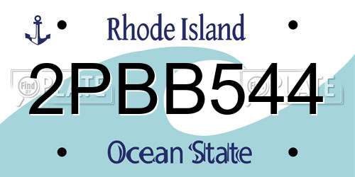 2PBB544 Rhode Island License Plate