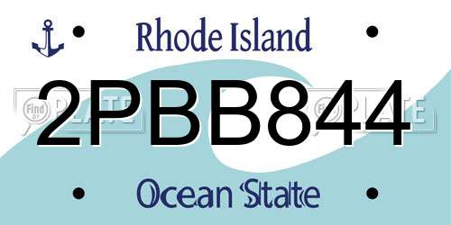 2PBB844 Rhode Island License Plate