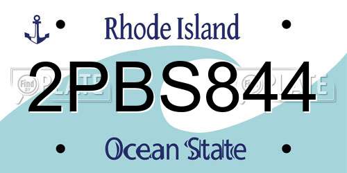 2PBS844 Rhode Island License Plate