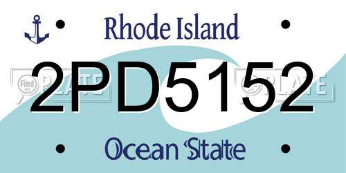 2PD5152 Rhode Island License Plate