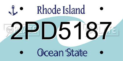 2PD5187 Rhode Island License Plate