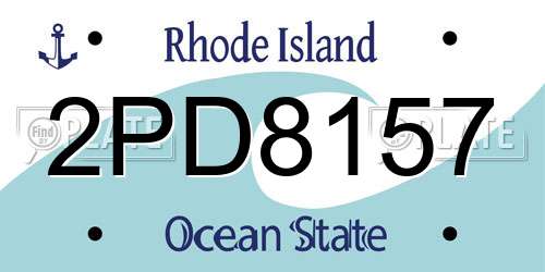 2PD8157 Rhode Island License Plate