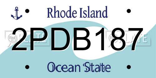 2PDB187 Rhode Island License Plate