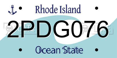 2PDG076 Rhode Island License Plate