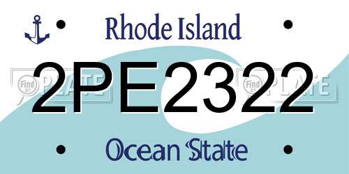 2PE2322 Rhode Island License Plate