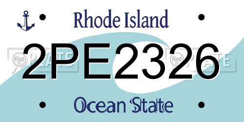 2PE2326 Rhode Island License Plate