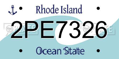 2PE7326 Rhode Island License Plate
