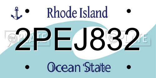 2PEJ832 Rhode Island License Plate
