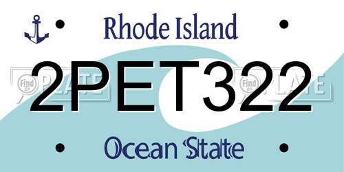 2PET322 Rhode Island License Plate