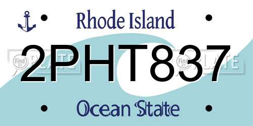 2PHT837 Rhode Island License Plate