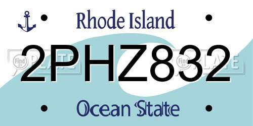 2PHZ832 Rhode Island License Plate