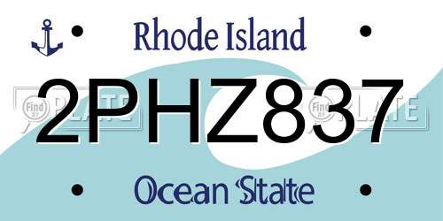 2PHZ837 Rhode Island License Plate