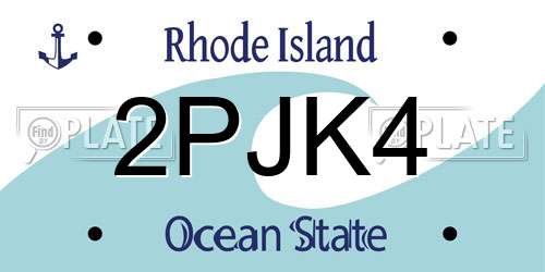 2PJK4 Rhode Island License Plate