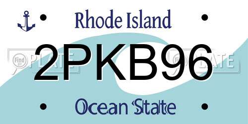 2PKB96 Rhode Island License Plate