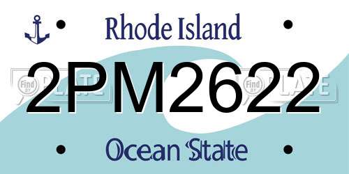 2PM2622 Rhode Island License Plate