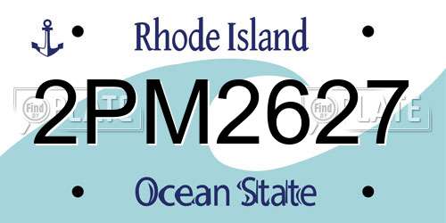 2PM2627 Rhode Island License Plate