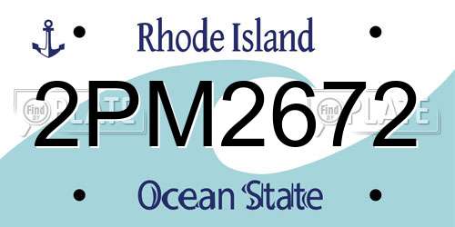2PM2672 Rhode Island License Plate
