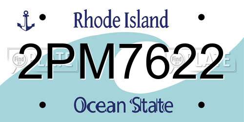 2PM7622 Rhode Island License Plate