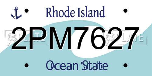 2PM7627 Rhode Island License Plate