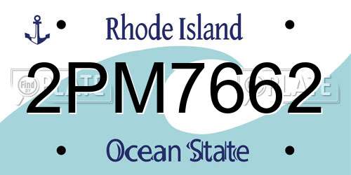 2PM7662 Rhode Island License Plate