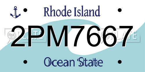 2PM7667 Rhode Island License Plate