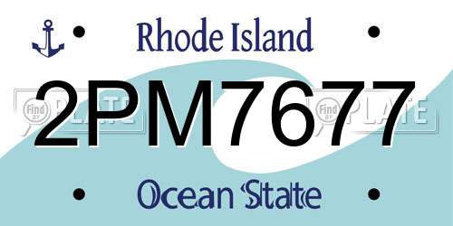 2PM7677 Rhode Island License Plate