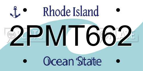 2PMT662 Rhode Island License Plate