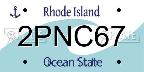 2PNC67 Rhode Island License Plate