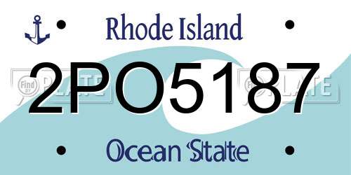 2PO5187 Rhode Island License Plate