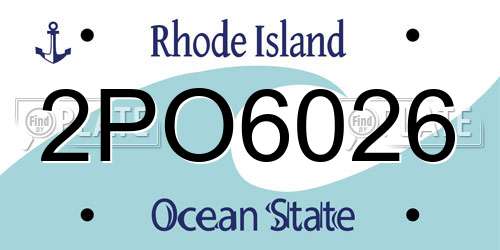 2PO6026 Rhode Island License Plate