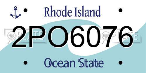 2PO6076 Rhode Island License Plate