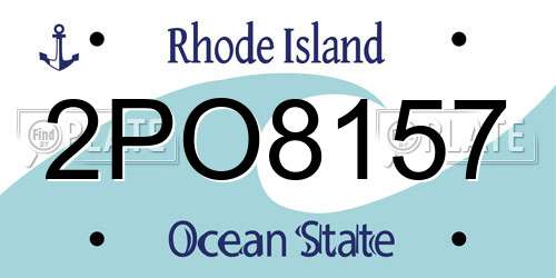 2PO8157 Rhode Island License Plate