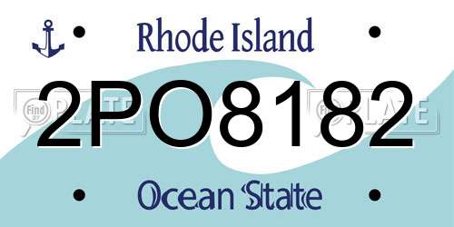 2PO8182 Rhode Island License Plate