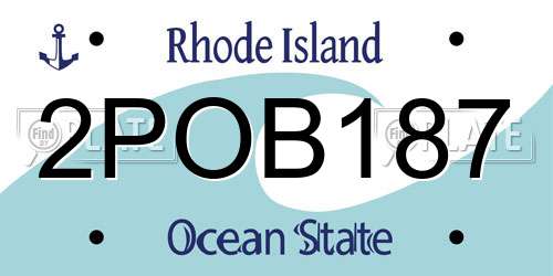 2POB187 Rhode Island License Plate