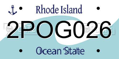 2POG026 Rhode Island License Plate