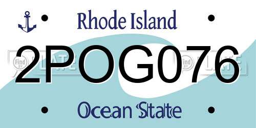 2POG076 Rhode Island License Plate