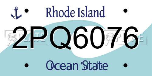 2PQ6076 Rhode Island License Plate
