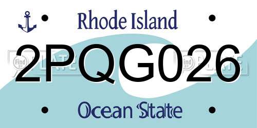2PQG026 Rhode Island License Plate