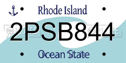 2PSB844 Rhode Island License Plate