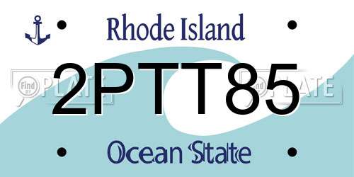 2PTT85 Rhode Island License Plate