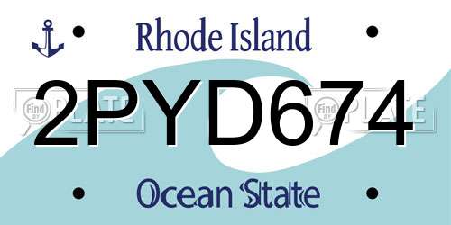 2PYD674 Rhode Island License Plate