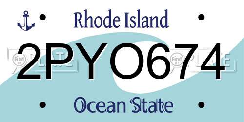 2PYO674 Rhode Island License Plate