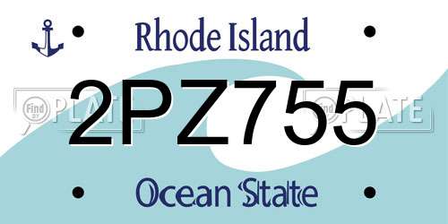 2PZ755 Rhode Island License Plate