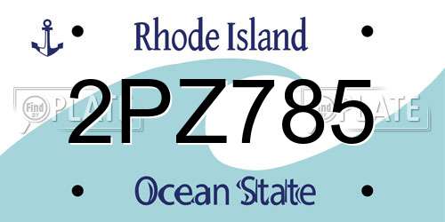 2PZ785 Rhode Island License Plate