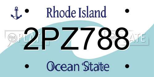 2PZ788 Rhode Island License Plate