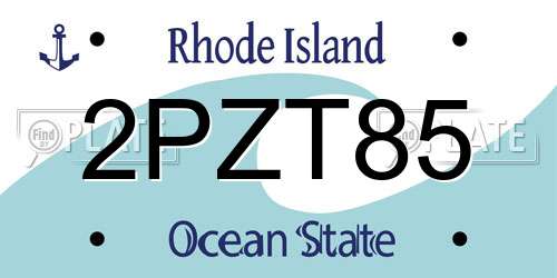 2PZT85 Rhode Island License Plate