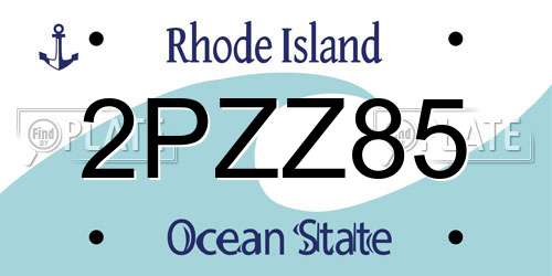 2PZZ85 Rhode Island License Plate