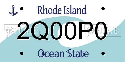 2Q00P0 Rhode Island License Plate