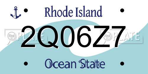 2Q06Z7 Rhode Island License Plate